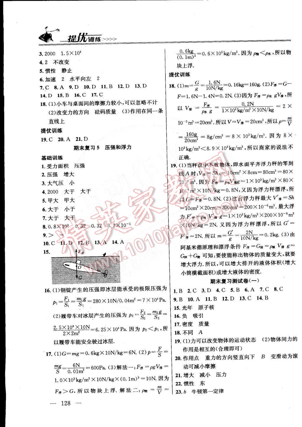 2015年提优训练八年级物理下册国标江苏版 第8页