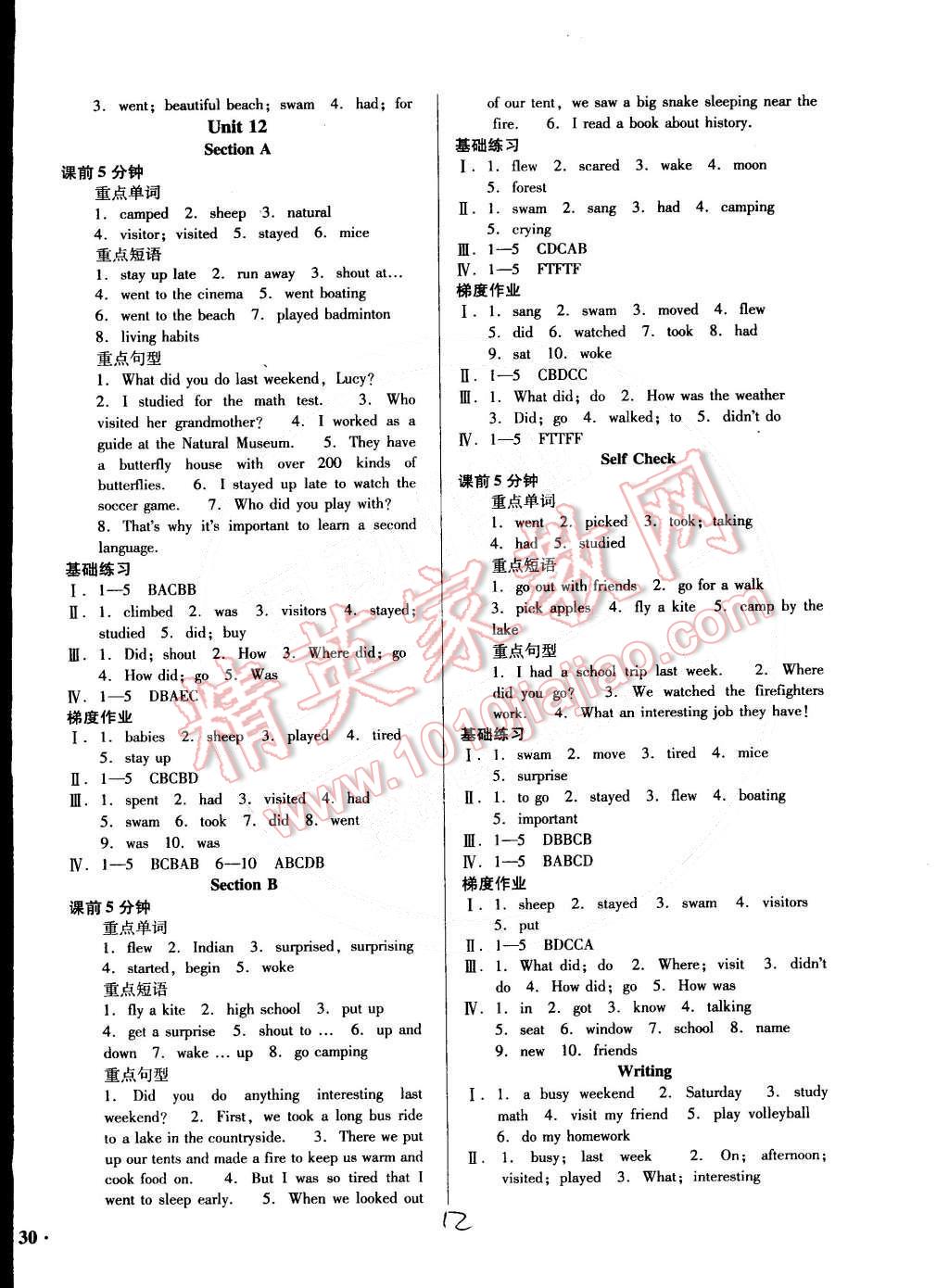 2015年52045模塊式全能訓(xùn)練七年級(jí)英語(yǔ)下冊(cè)人教版 第12頁(yè)