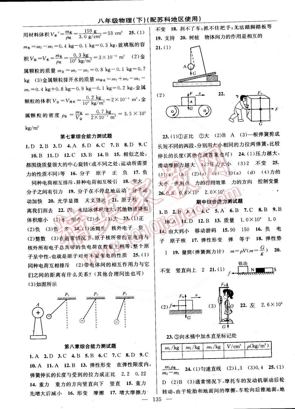 2015年黄冈金牌之路练闯考八年级物理下册苏科版 第13页