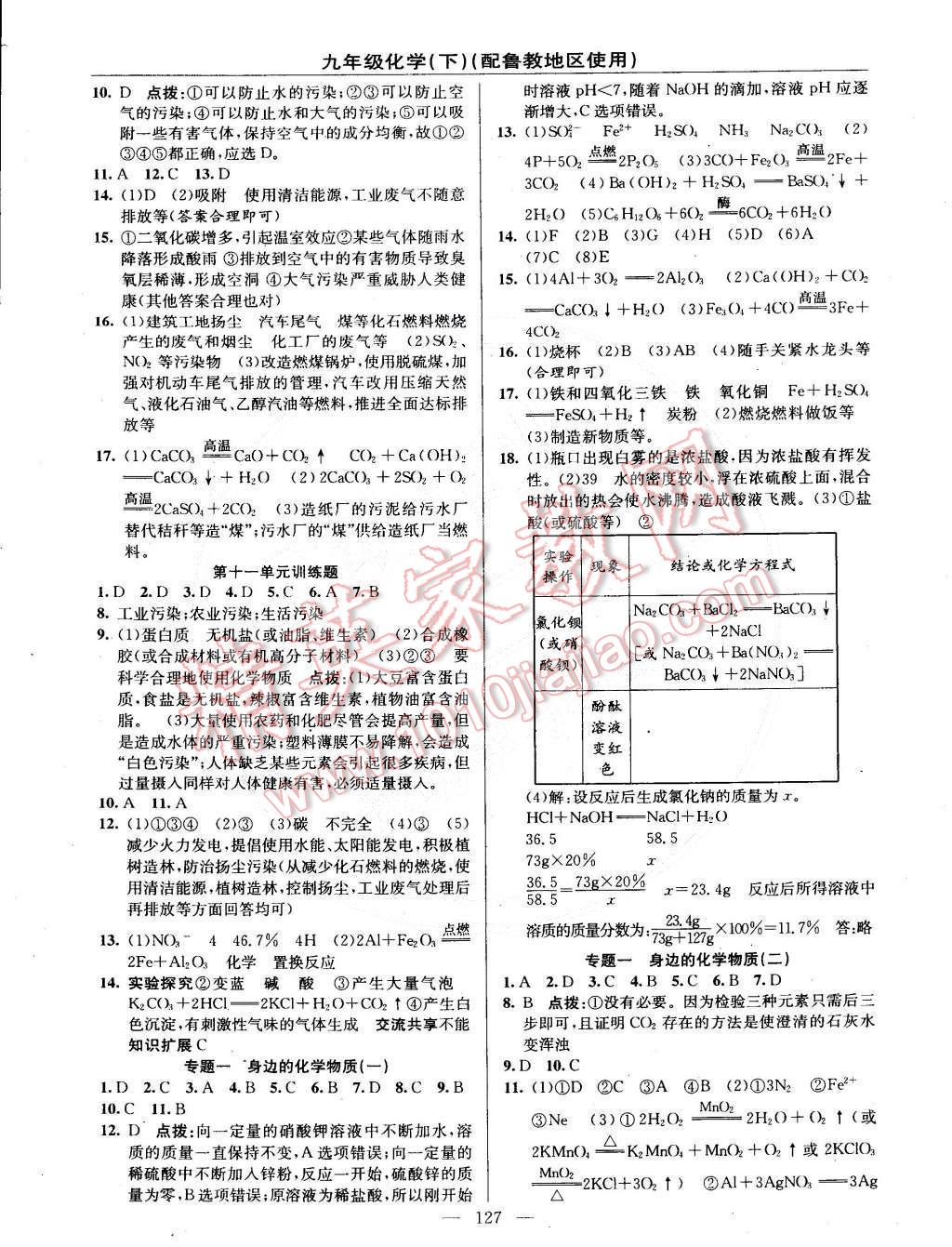 2015年黃岡金牌之路練闖考九年級(jí)化學(xué)下冊(cè)魯教版 第13頁