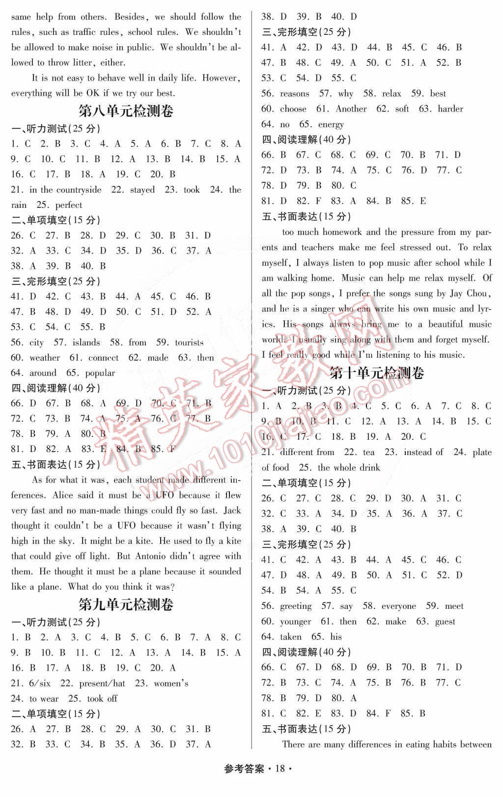 2014年一課一練創(chuàng)新練習(xí)九年級英語全一冊人教版 第18頁