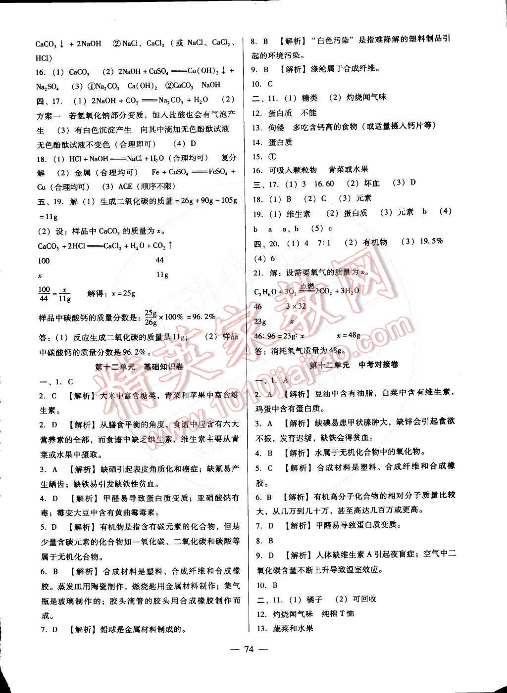 2016年打好基础单元考王九年级化学下册人教版 第10页