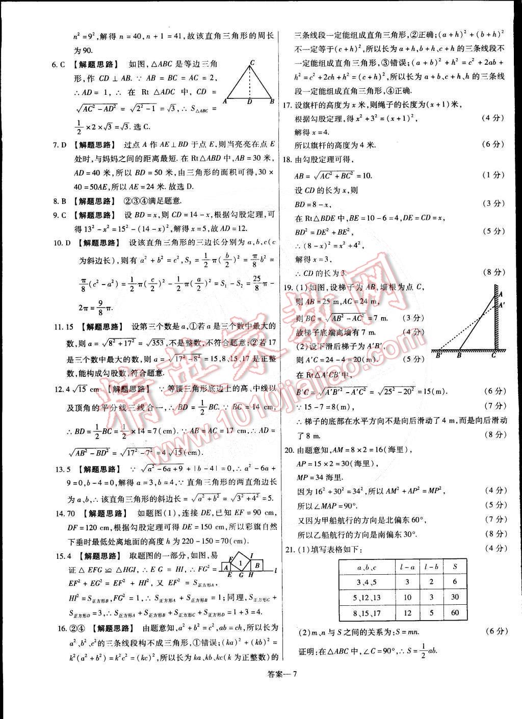 2015年金考卷活頁題選八年級數(shù)學(xué)下冊滬科版 第7頁