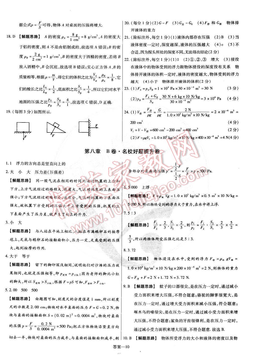 2015年金考卷活页题选八年级物理下册北师大版 第10页