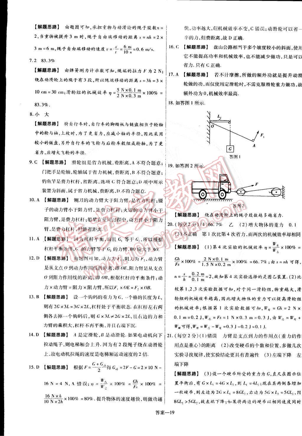 2015年金考卷活页题选名师名题单元双测卷八年级物理下册人教版 第19页