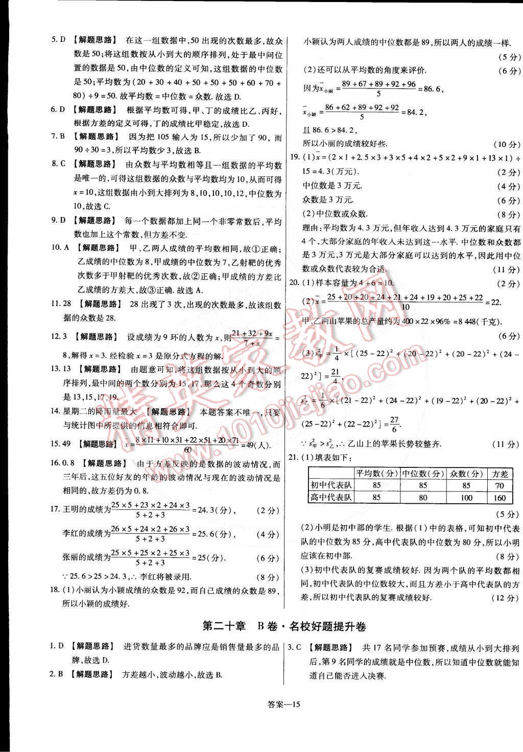 2015年金考卷活页题选八年级数学下册人教版 第15页