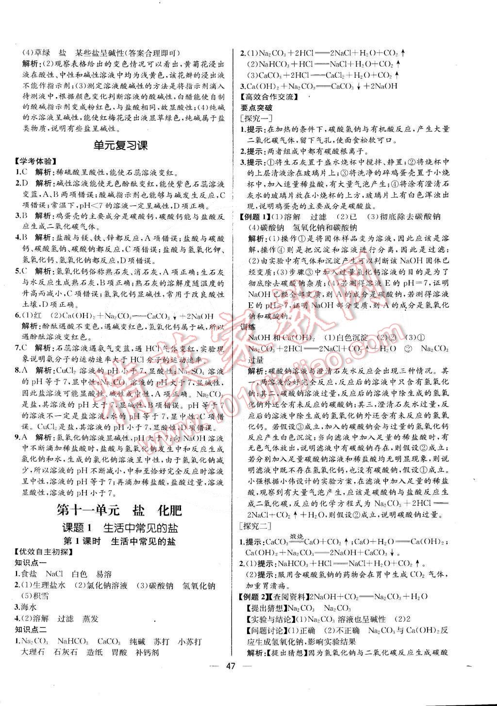 2015年同步导学案课时练九年级化学下册人教版 第19页