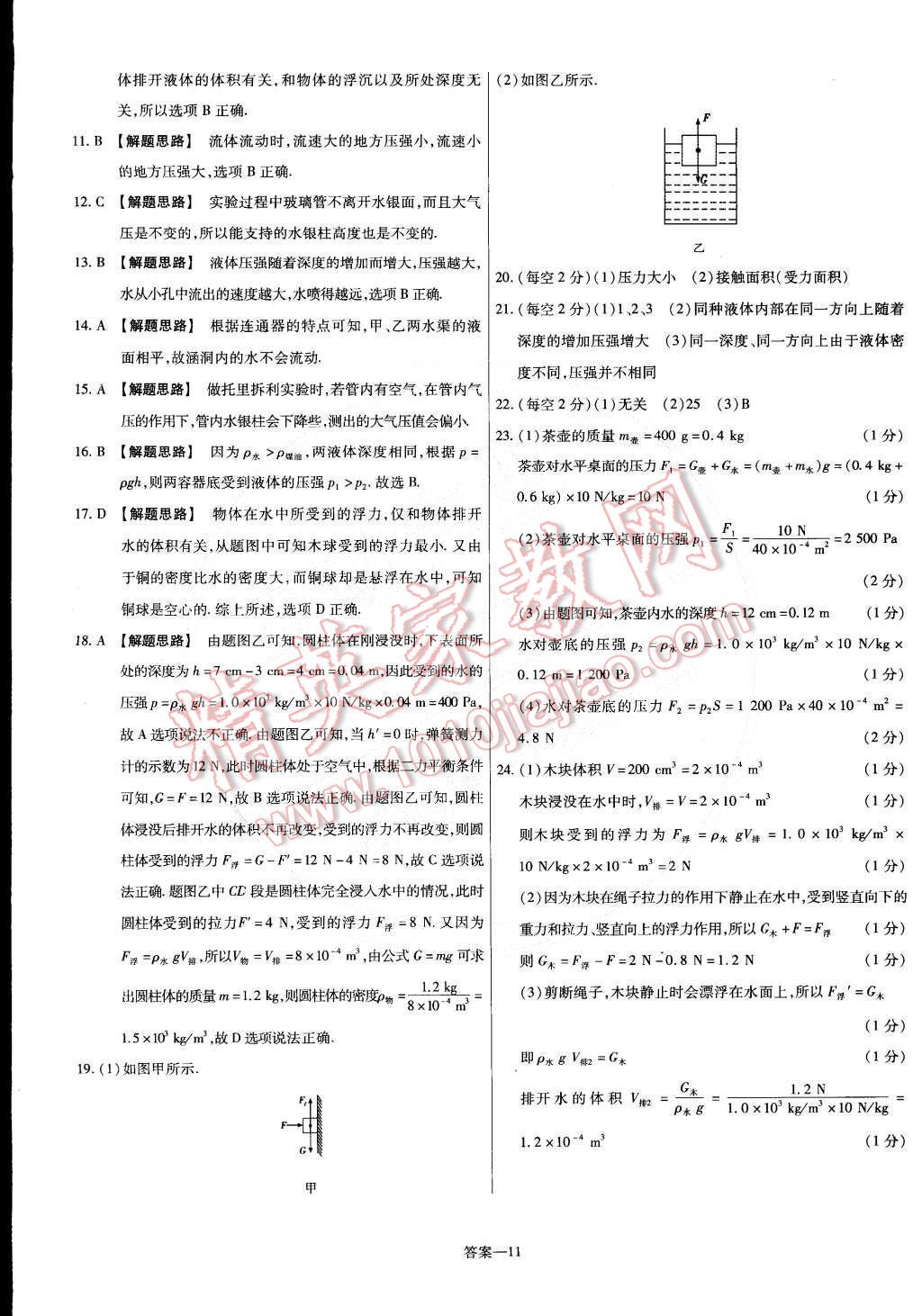 2015年金考卷活頁題選八年級(jí)物理下冊(cè)北師大版 第11頁