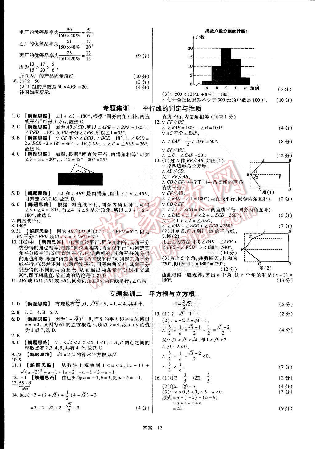 2015年金考卷活頁題選七年級數(shù)學(xué)下冊人教版 第12頁