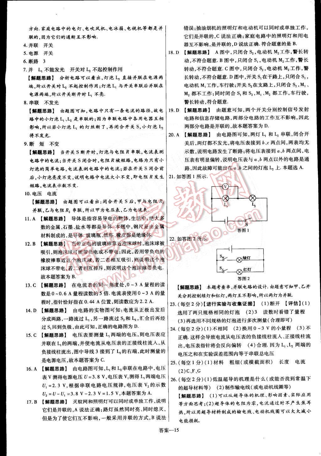 2015年金考卷活頁(yè)題選九年級(jí)物理下冊(cè)滬粵版 第15頁(yè)