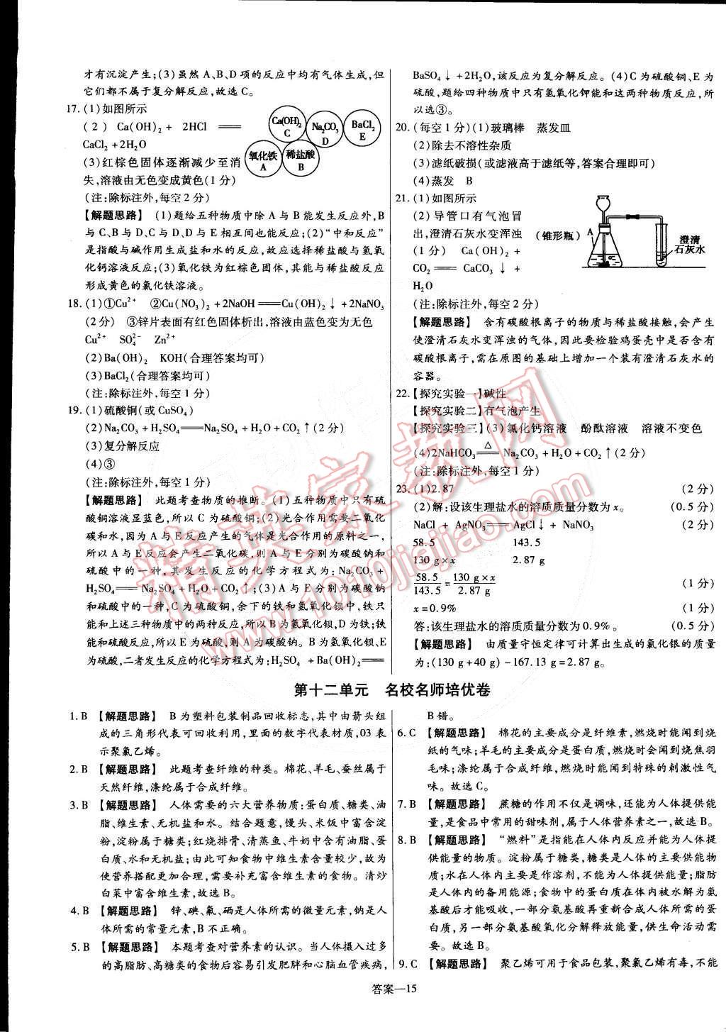 2015年金考卷活页题选九年级化学下册人教版 第15页