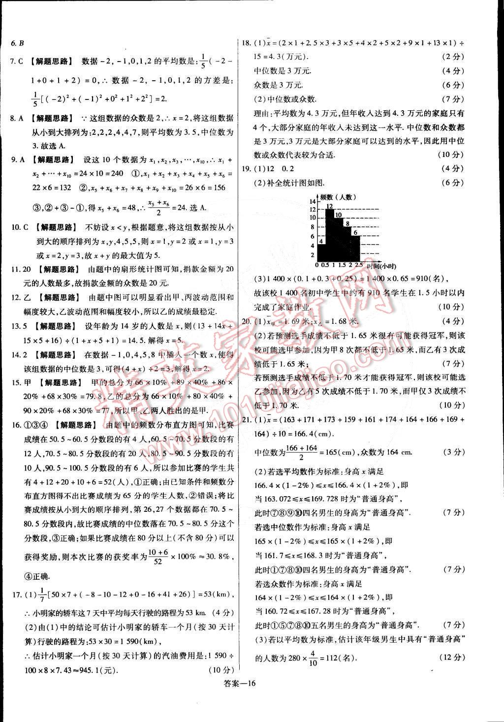 2015年金考卷活页题选八年级数学下册沪科版 第16页