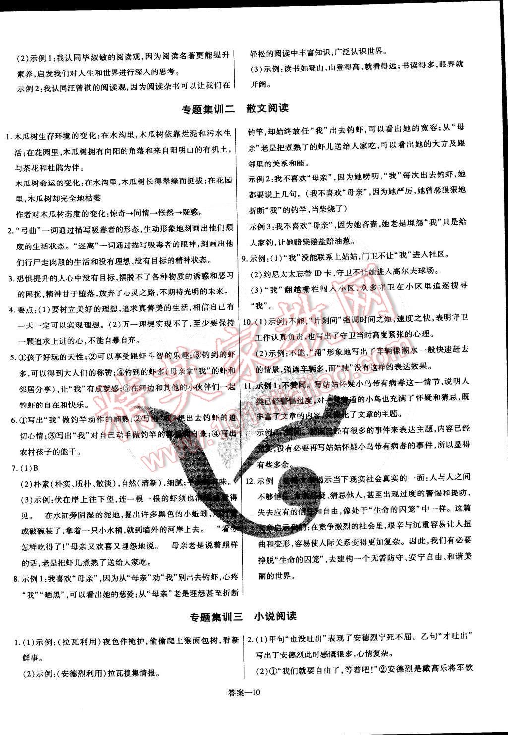 2015年金考卷活页题选九年级语文下册人教版 第10页