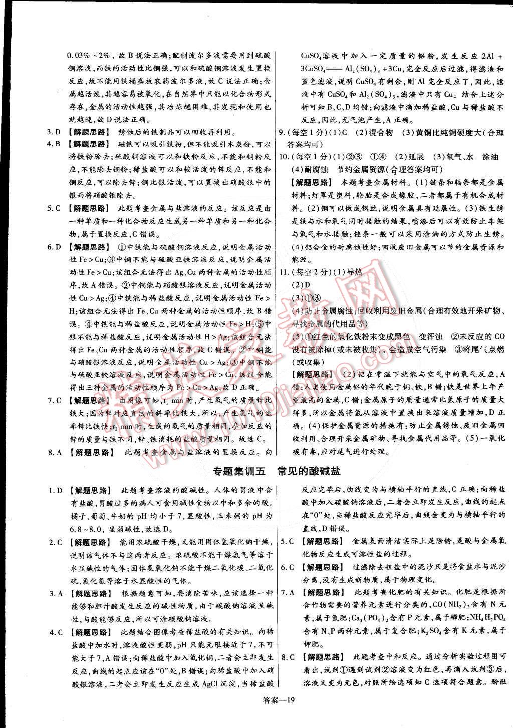 2015年金考卷活頁題選九年級化學下冊人教版 第19頁