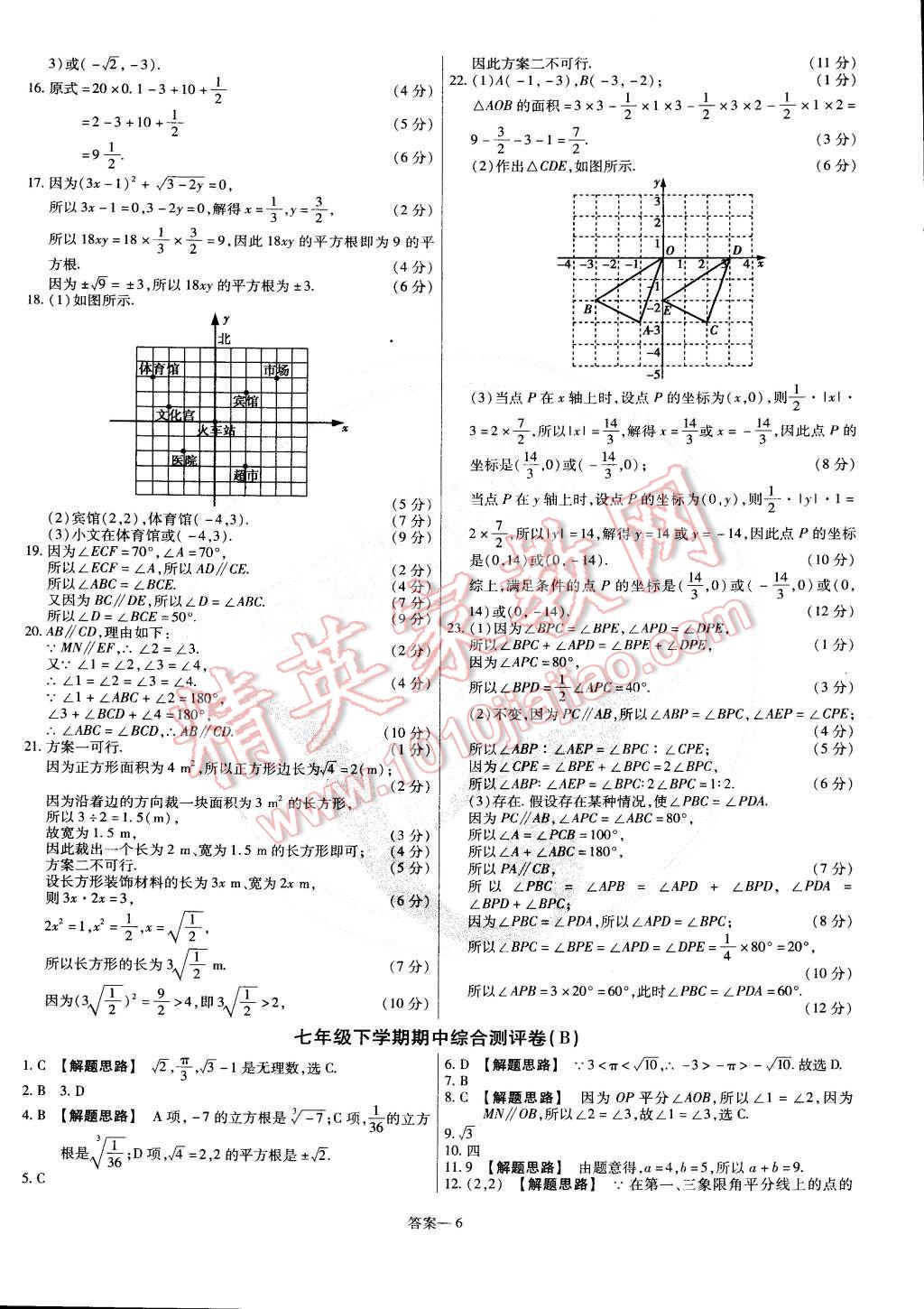 2015年金考卷活頁(yè)題選七年級(jí)數(shù)學(xué)下冊(cè)人教版 第6頁(yè)