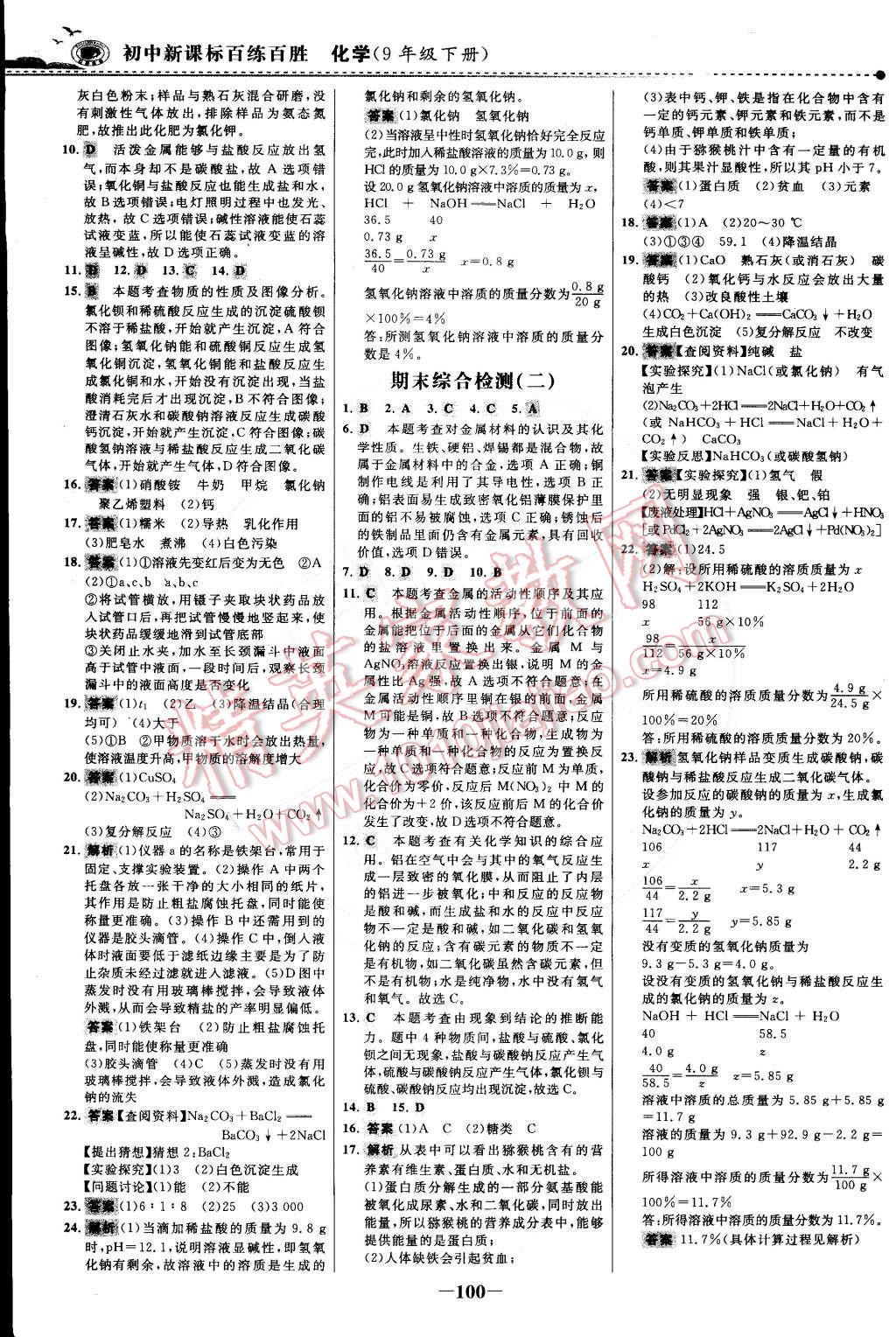 2015年世紀(jì)金榜百練百勝九年級化學(xué)下冊 第15頁