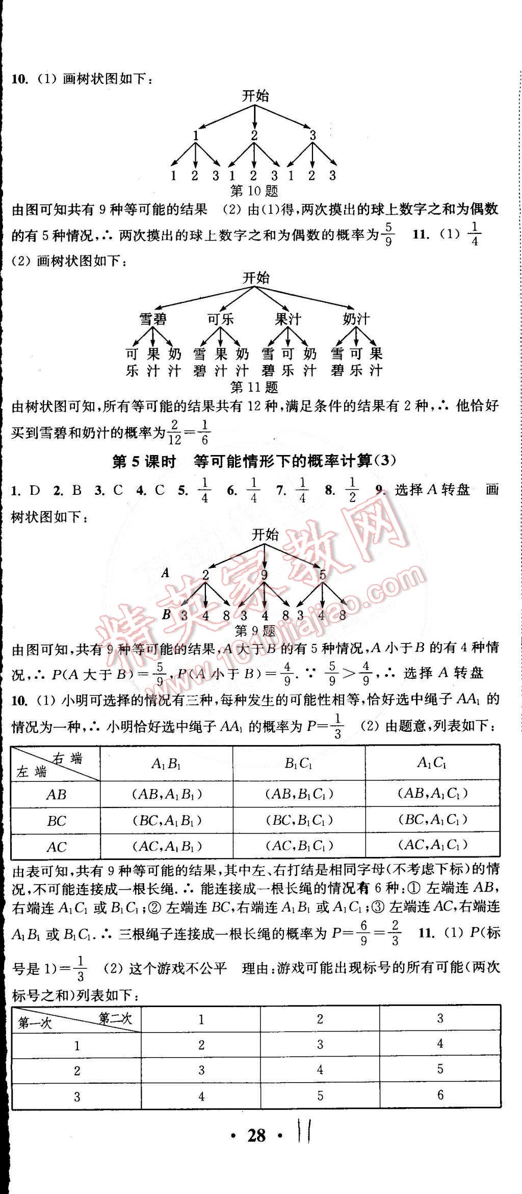 2015年通城学典活页检测九年级数学下册沪科版 第11页