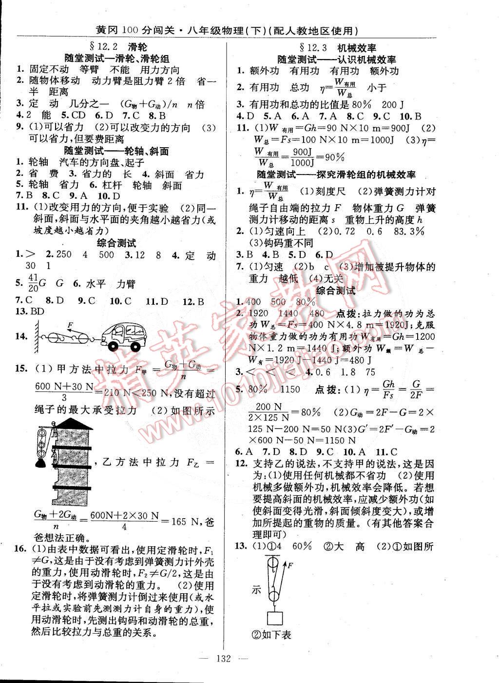 2015年黃岡100分闖關(guān)一課一測八年級(jí)物理下冊人教版 第10頁