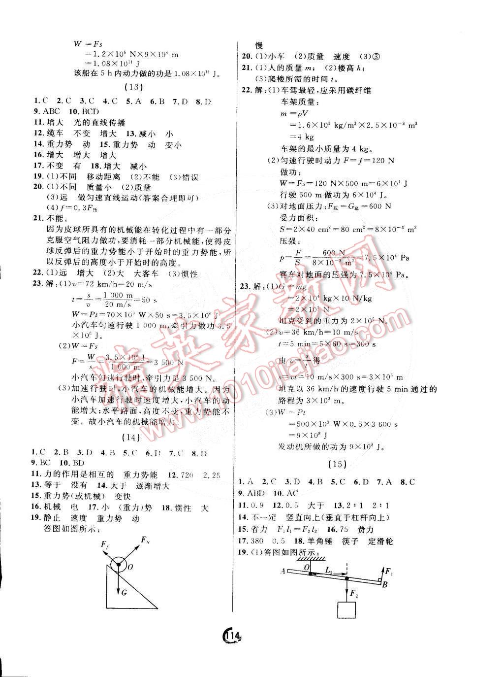 2015年誠成教育學業(yè)評價八年級物理下冊人教版 第6頁