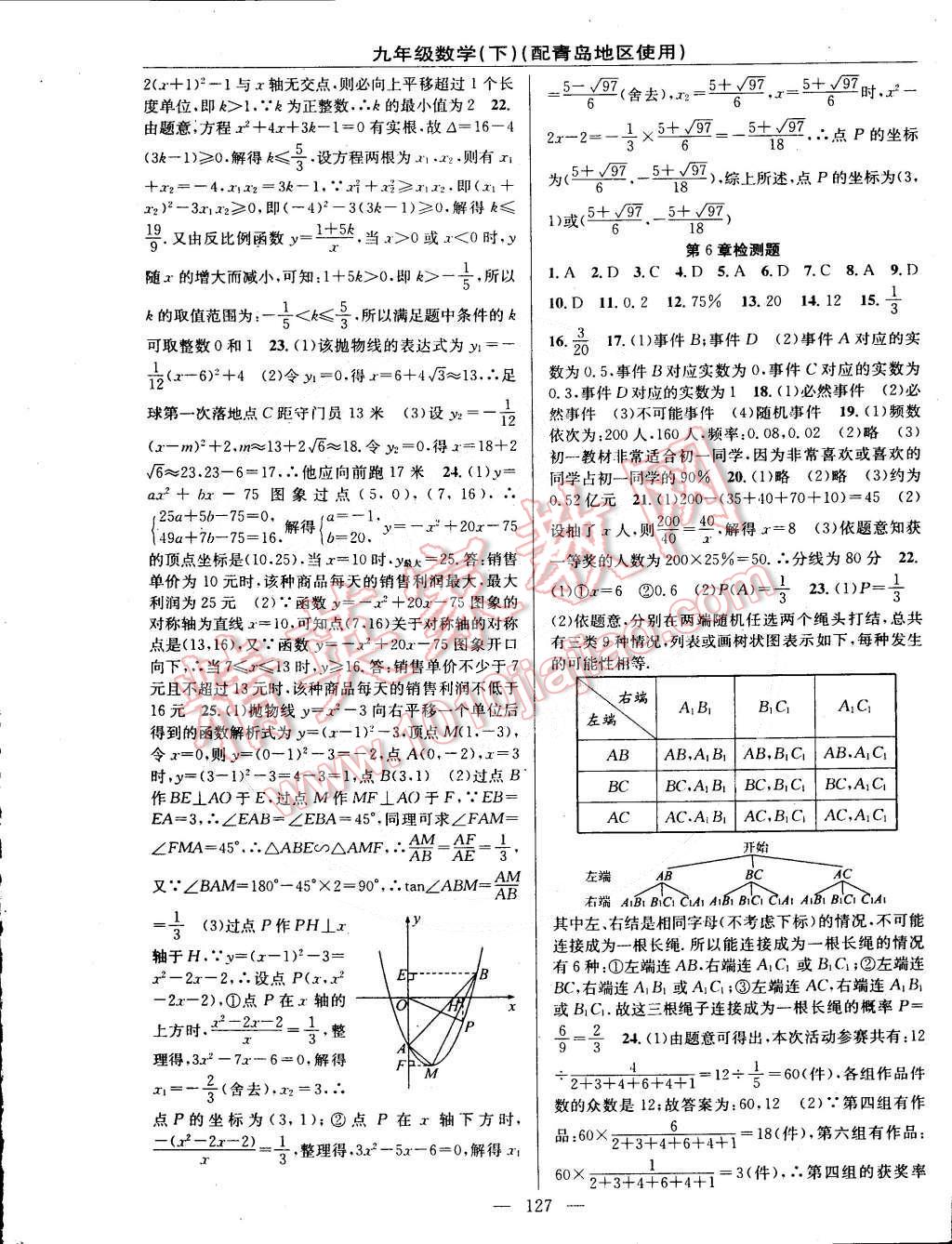 2015年黃岡100分闖關(guān)一課一測(cè)九年級(jí)數(shù)學(xué)下冊(cè)青島版 第13頁