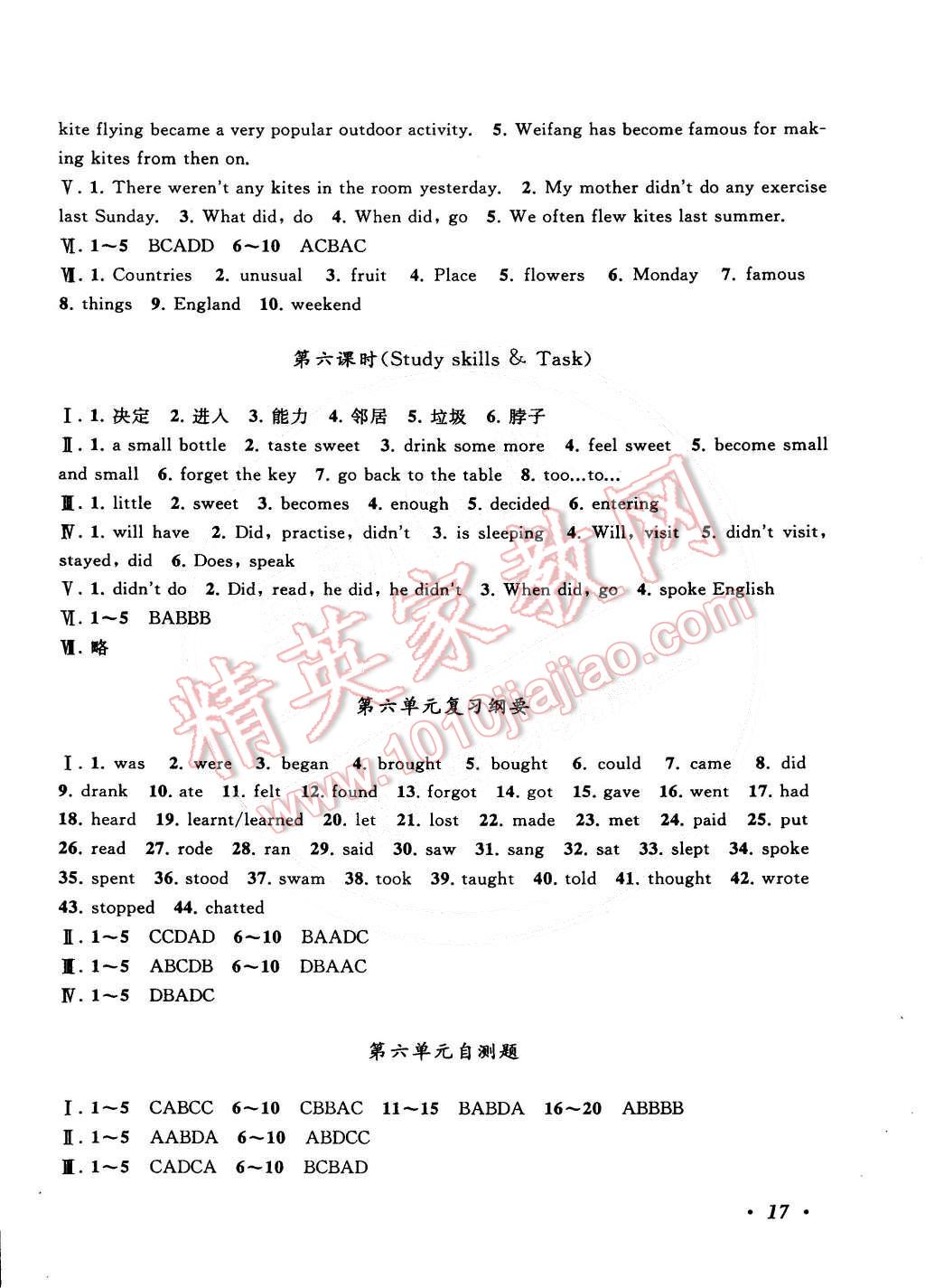 2015年自主学习当堂反馈七年级英语下册译林牛津版 第17页