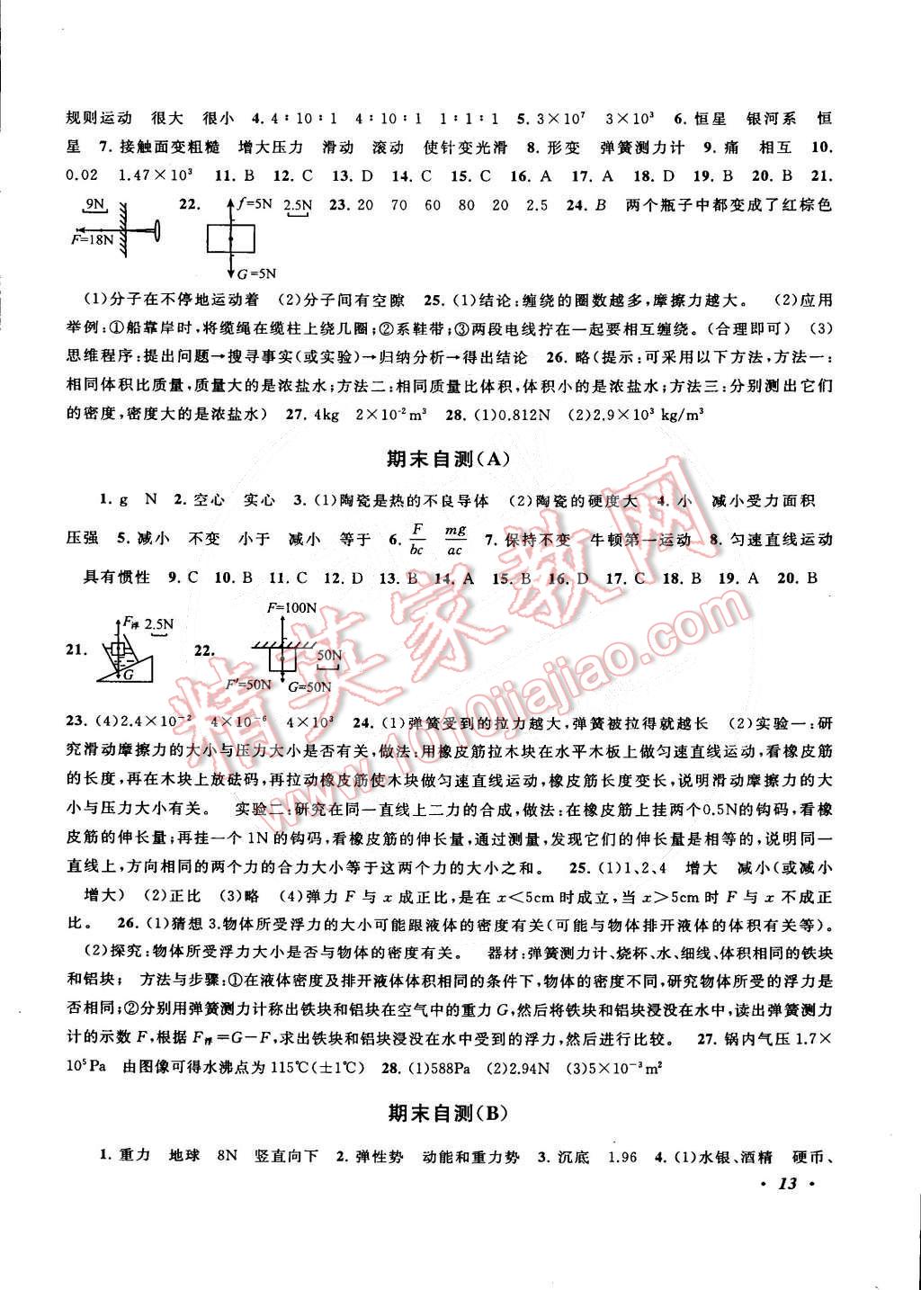 2015年自主學習當堂反饋八年級物理下冊蘇教版 第13頁