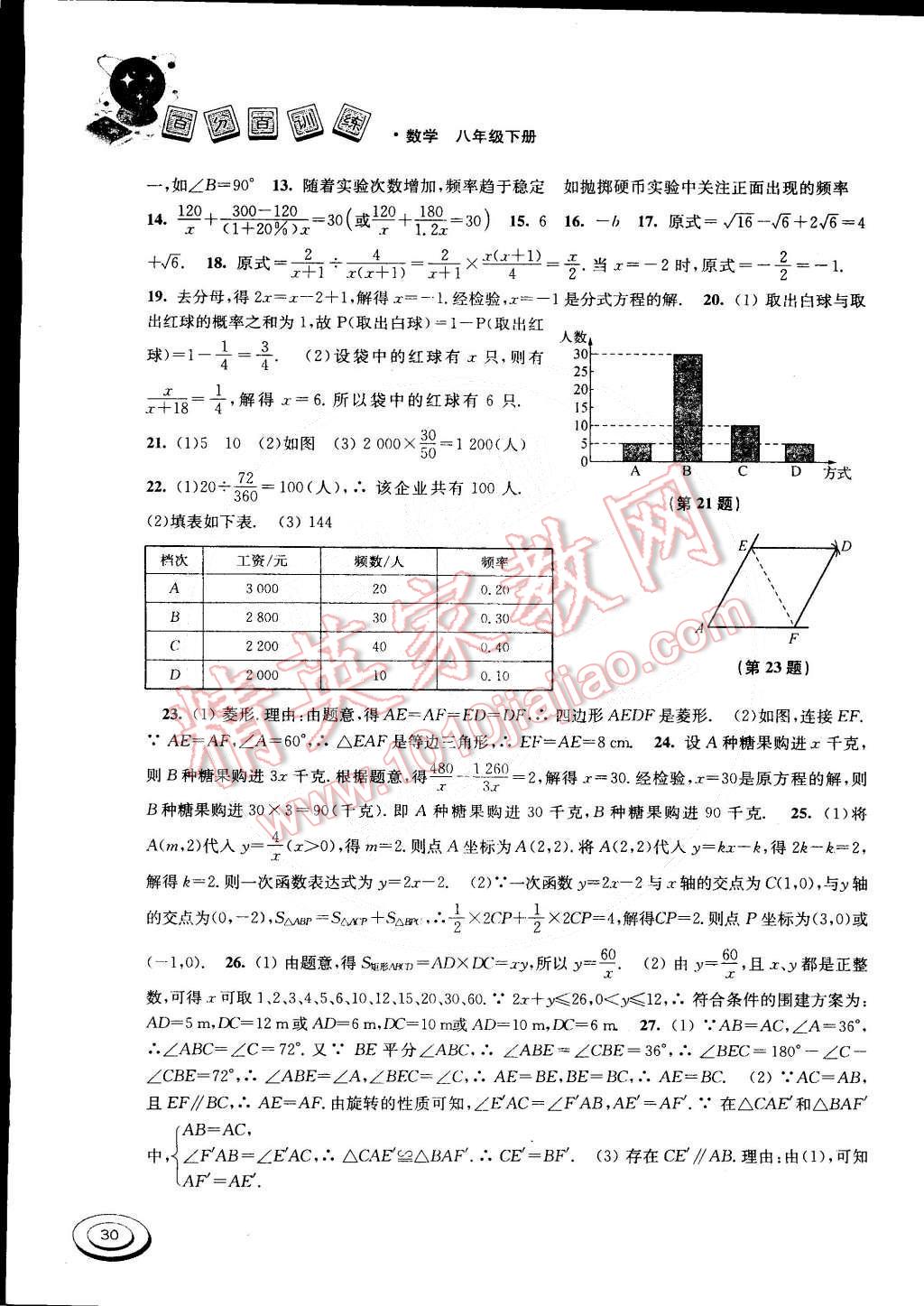 2015年百分百訓練八年級數學下冊江蘇版 第30頁