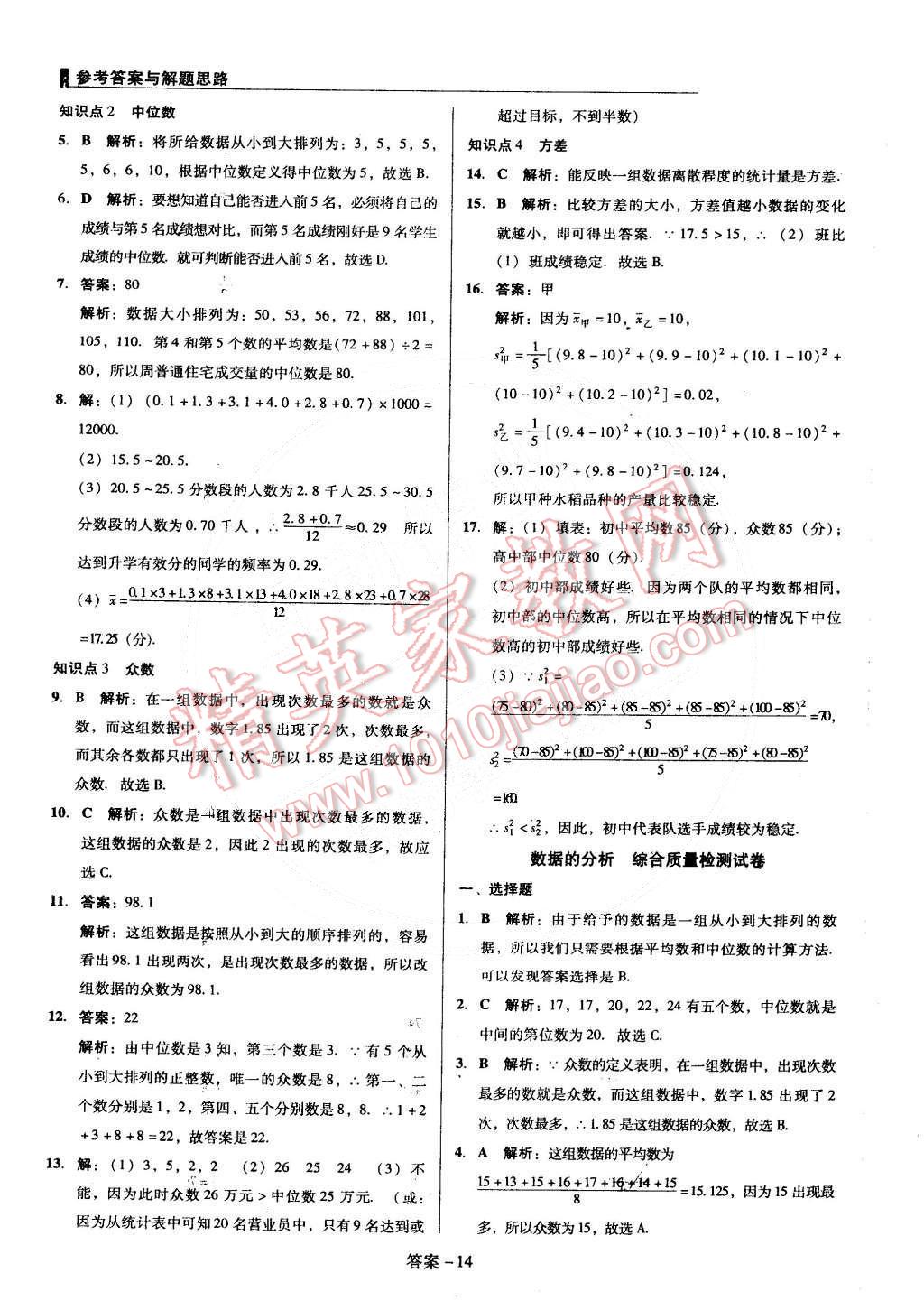 2015年单元加期末复习与测试八年级数学下册人教版 第14页