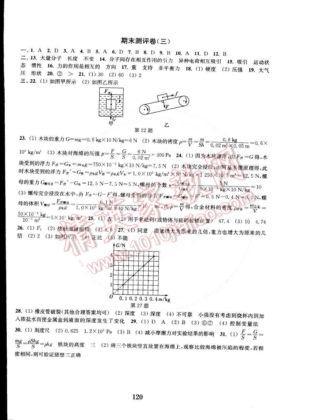 2015年通城学典初中全程测评卷八年级物理下册苏科版 第12页