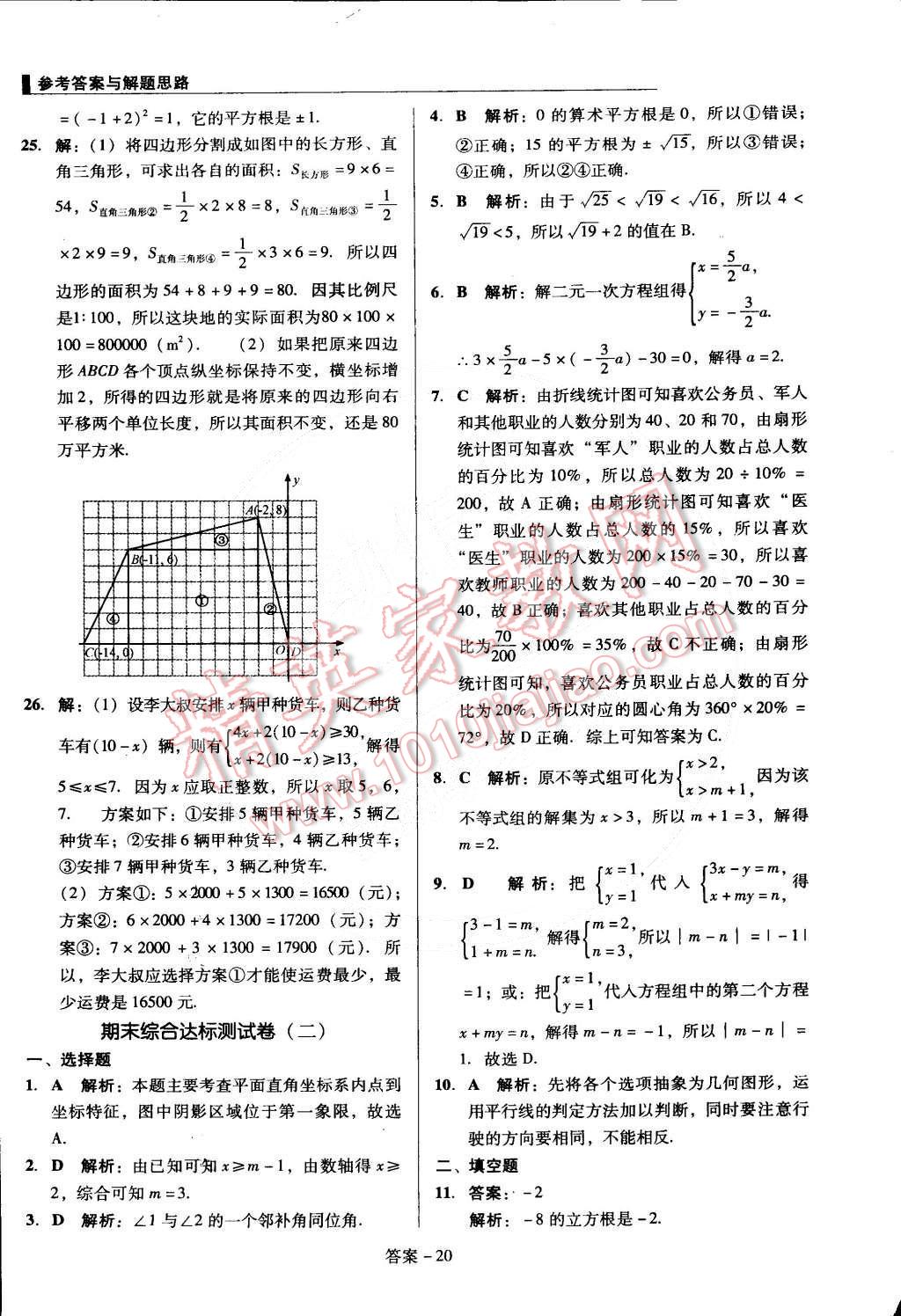 2015年单元加期末复习与测试七年级数学下册人教版 第20页