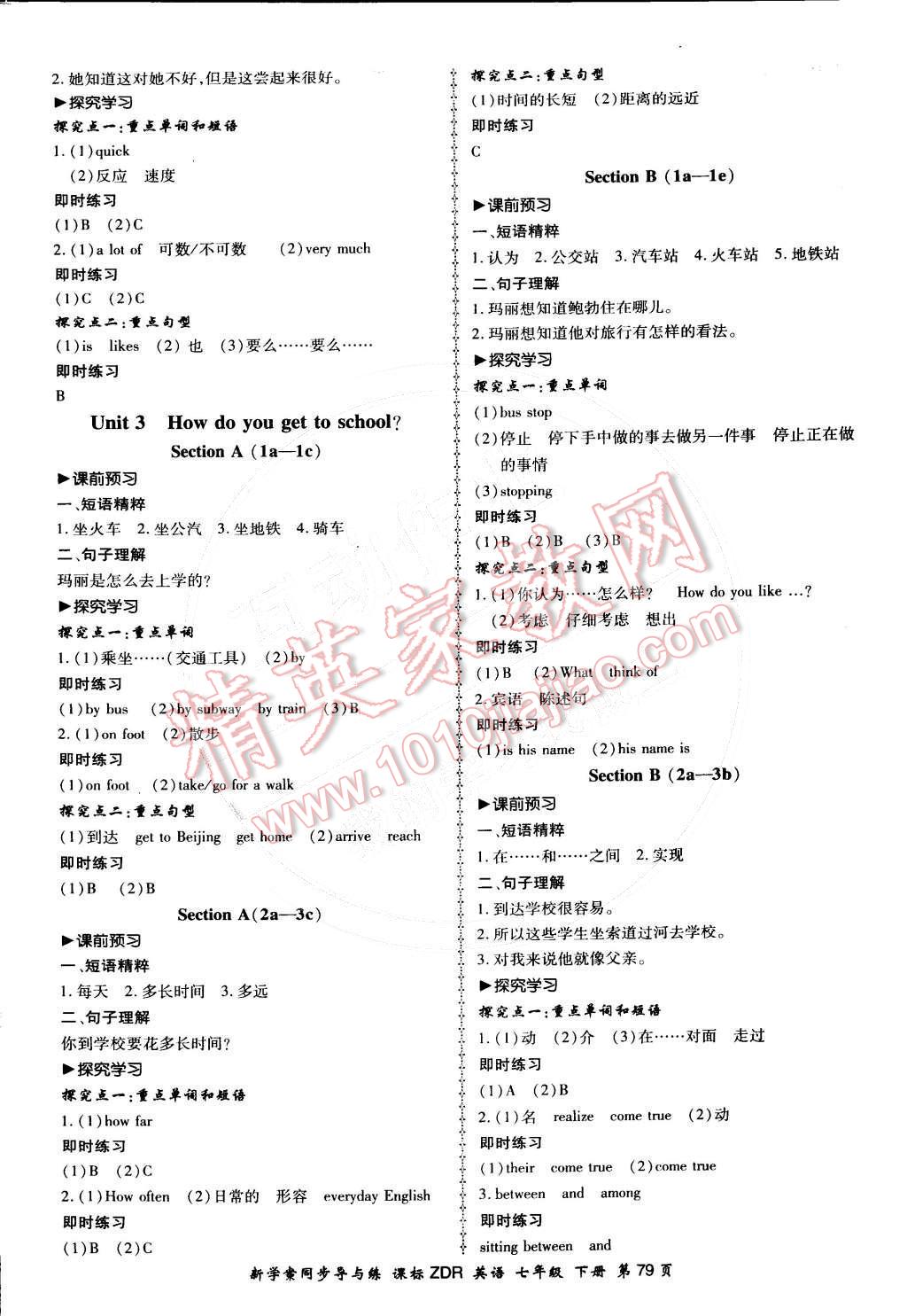 2016年新学案同步导与练七年级英语下册人教版 第3页