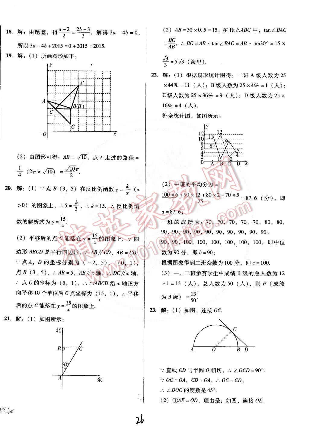 2015年單元加期末復(fù)習(xí)與測(cè)試九年級(jí)數(shù)學(xué)下冊(cè)人教版 第26頁