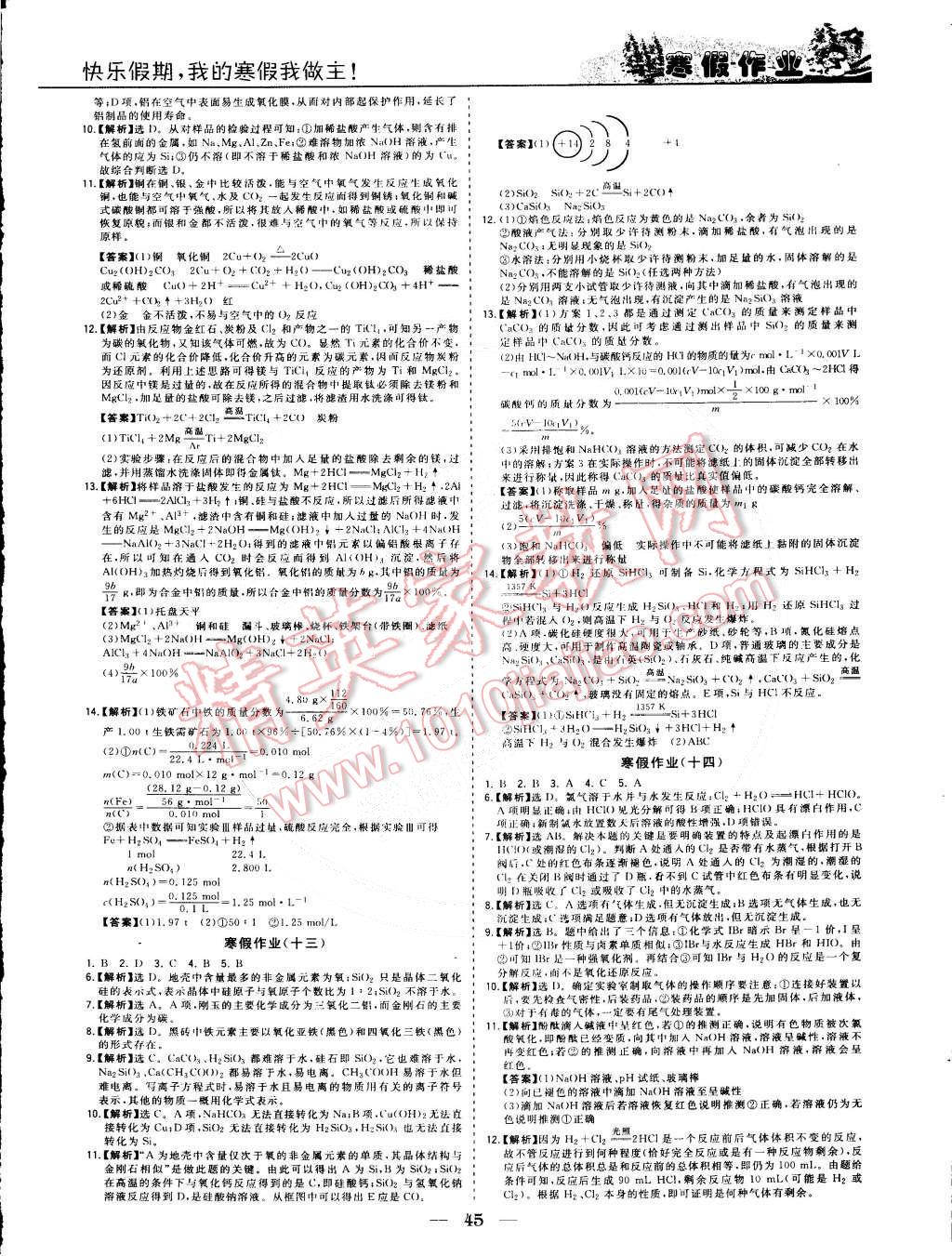 2015年寒假作业欢乐共享快乐假期高一化学 第6页