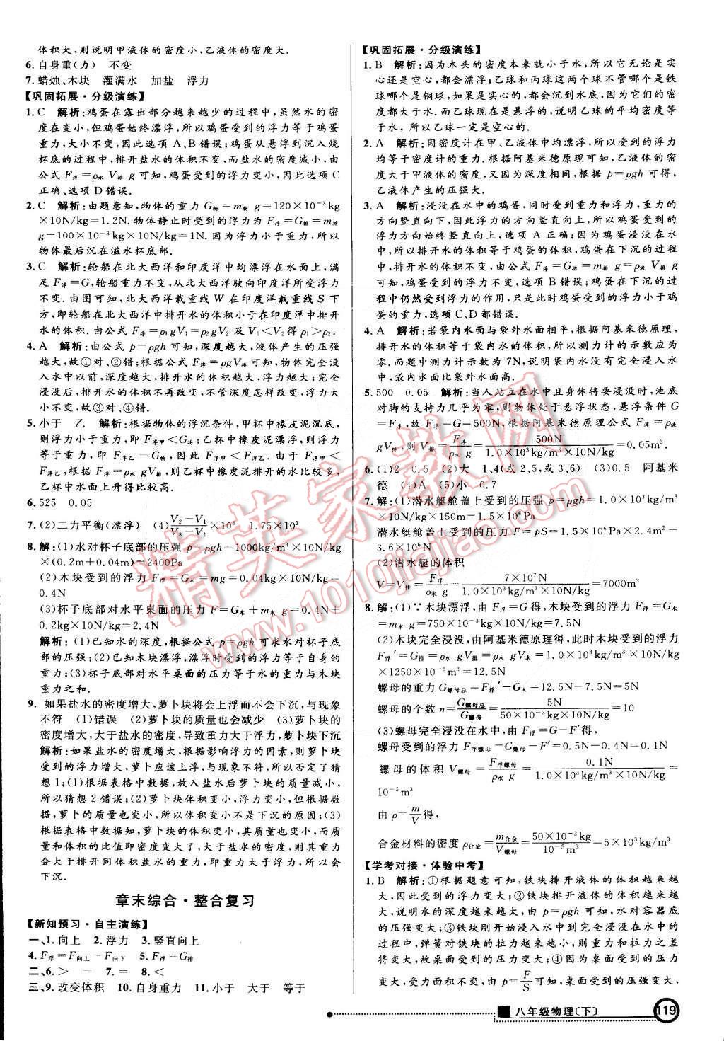 2015年练出好成绩创新学习高效课时训练八年级物理下册人教版 第10页