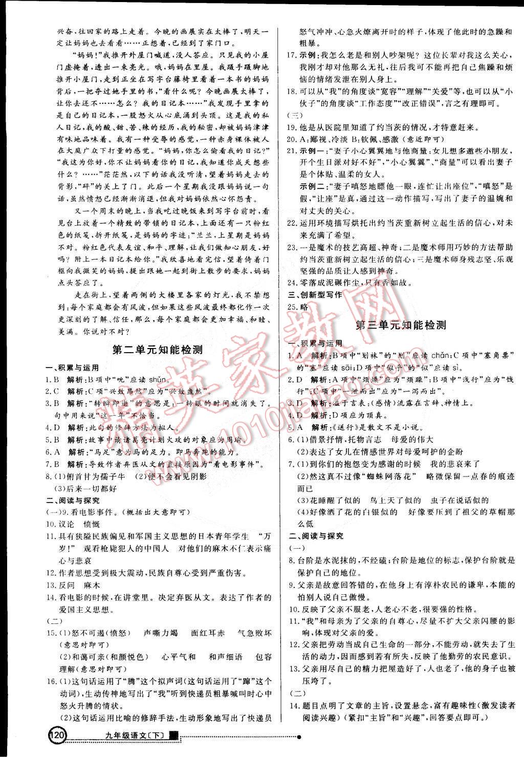 2015年练出好成绩创新学习高效课时训练九年级语文下册苏教版 第19页