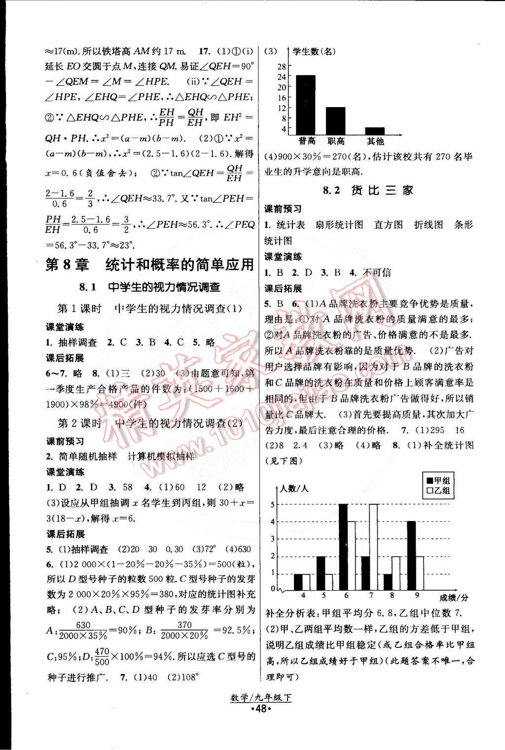 2015年課時提優(yōu)計劃作業(yè)本九年級數(shù)學下冊國標蘇科版 第16頁