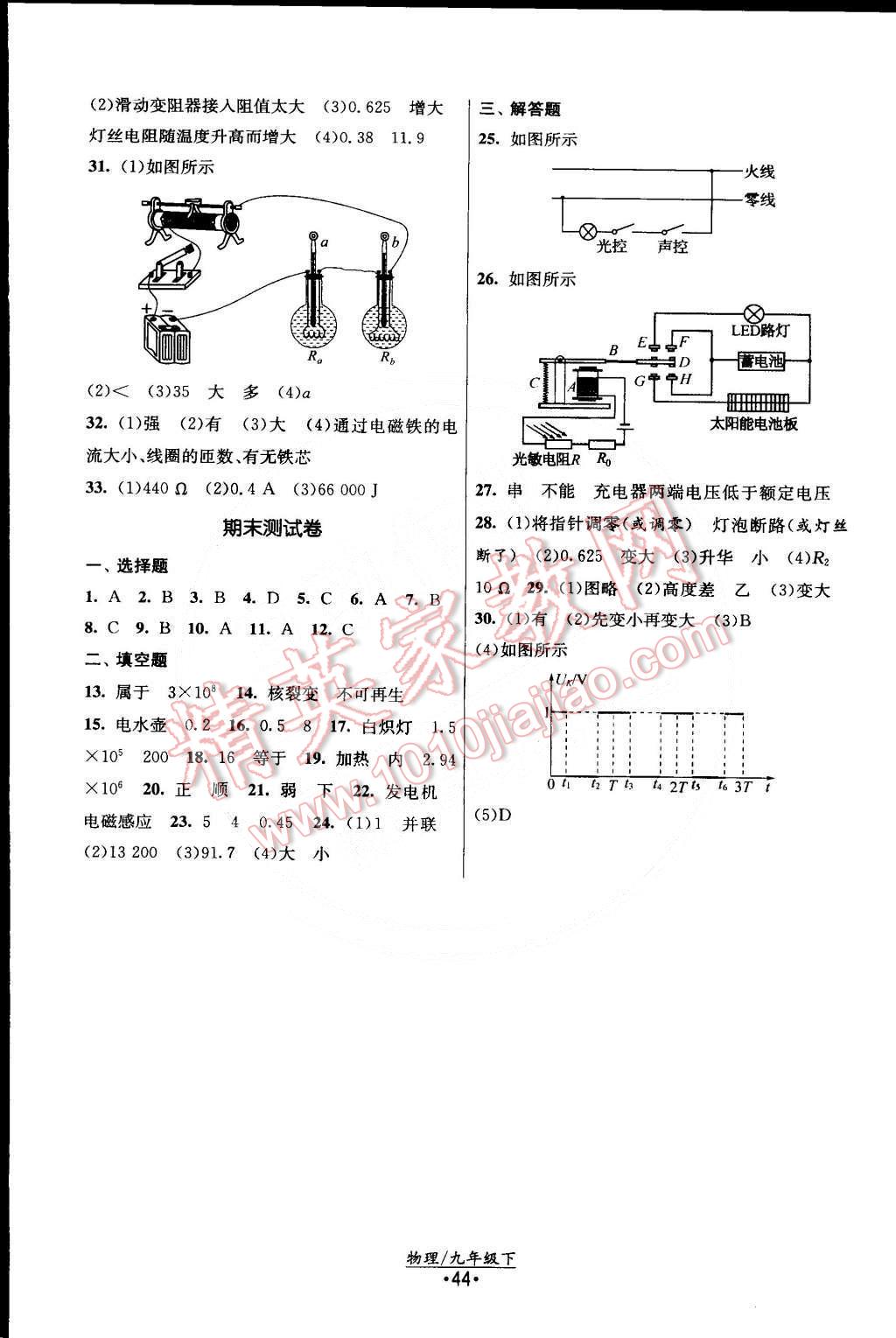 2015年課時(shí)提優(yōu)計(jì)劃作業(yè)本九年級(jí)物理下冊(cè)國(guó)標(biāo)蘇科版 第16頁