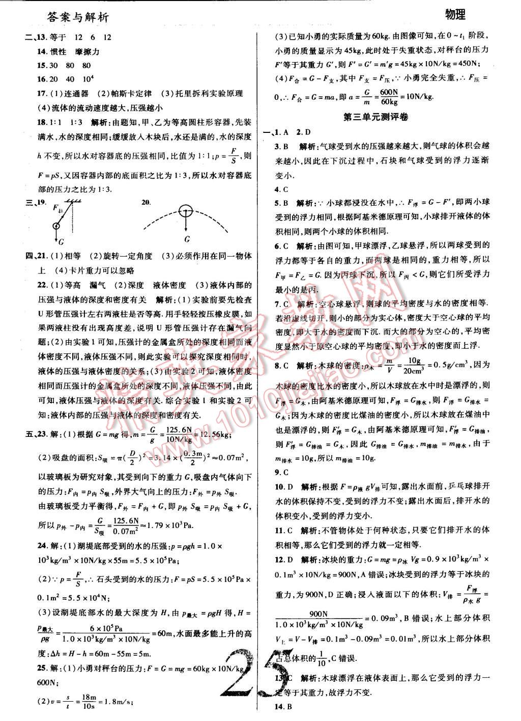 2015年一線調(diào)研學(xué)業(yè)測評八年級物理下冊滬科版 第25頁