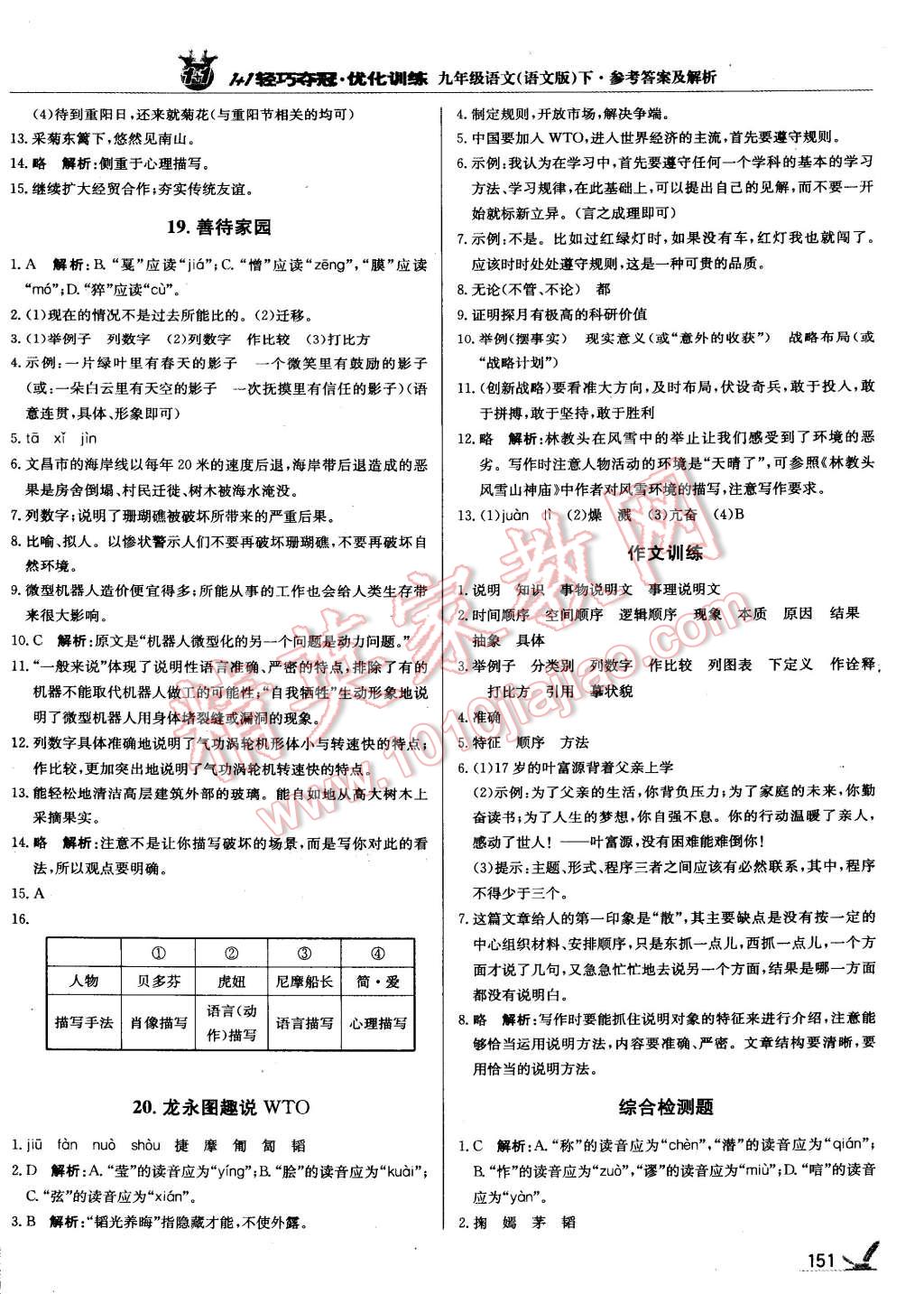 2015年1加1轻巧夺冠优化训练九年级语文下册语文版 第16页