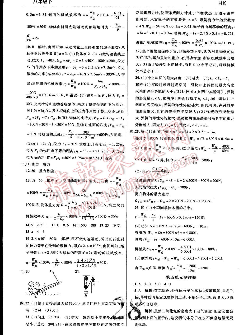 2015年一線調(diào)研學(xué)業(yè)測評八年級物理下冊滬科版 第28頁