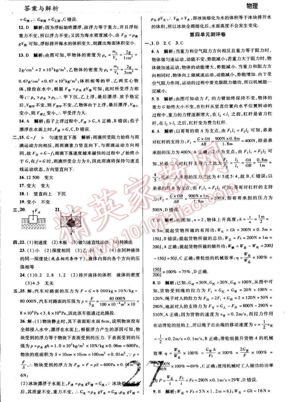 2015年一線調研學業(yè)測評八年級物理下冊滬科版 第27頁