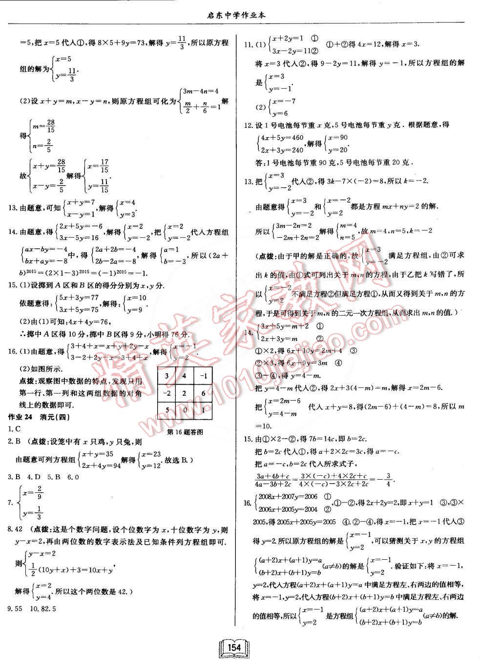 2015年启东中学作业本七年级数学下册人教版 第10页