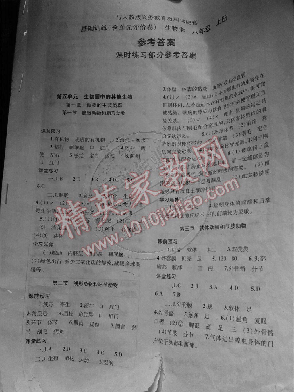 2014年基礎(chǔ)訓(xùn)練八年級生物上冊人教版河南省內(nèi)使用 第1頁