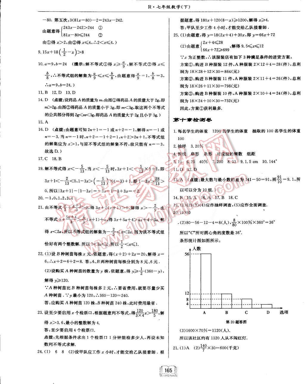 2015年啟東中學(xué)作業(yè)本七年級(jí)數(shù)學(xué)下冊(cè)人教版 第21頁