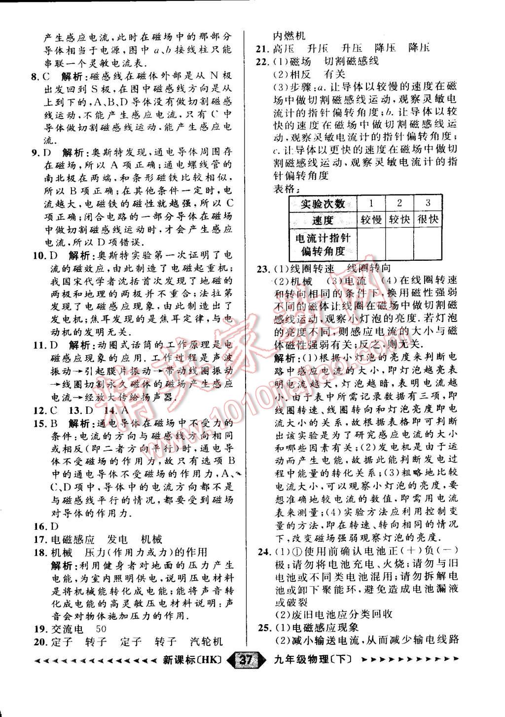 2015年家教版教輔陽(yáng)光計(jì)劃九年級(jí)物理下冊(cè)滬科版 第59頁(yè)