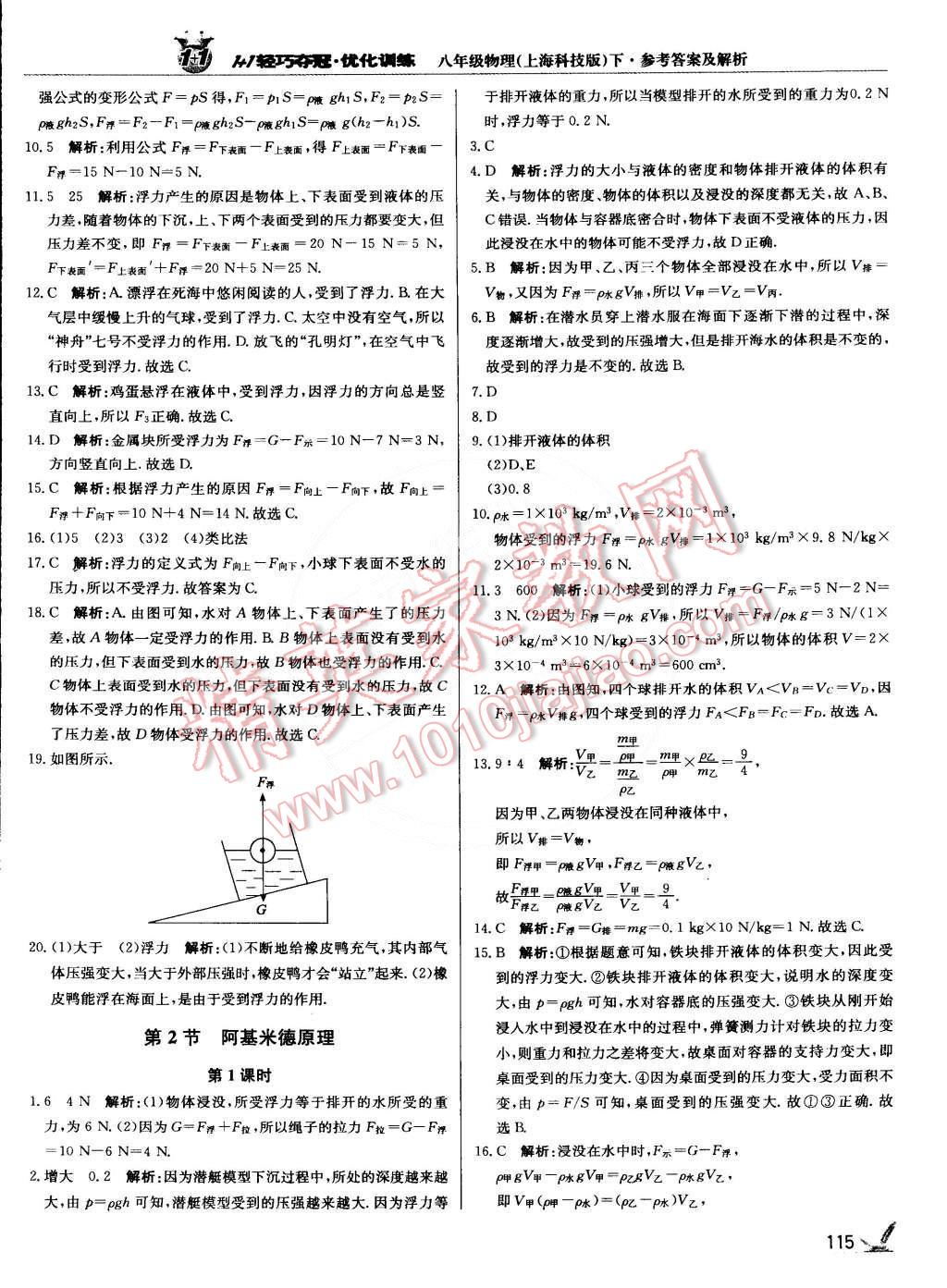 2015年1加1輕巧奪冠優(yōu)化訓練八年級物理下冊上?？萍及驺y版雙色提升版 第12頁