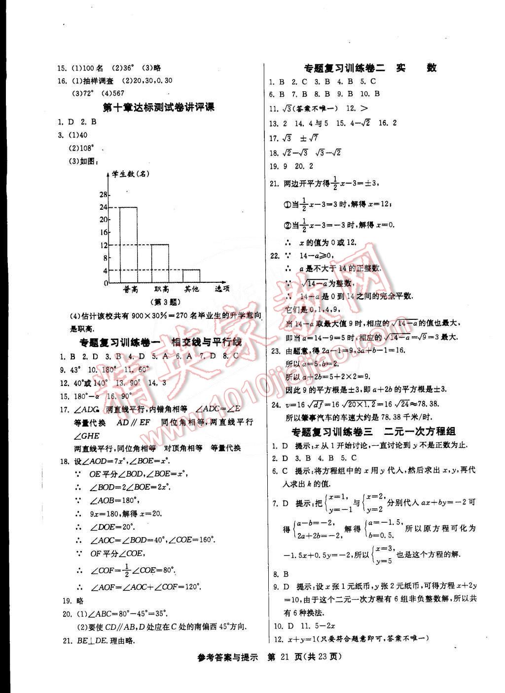 2015年課時訓(xùn)練七年級數(shù)學(xué)下冊人教版 第21頁