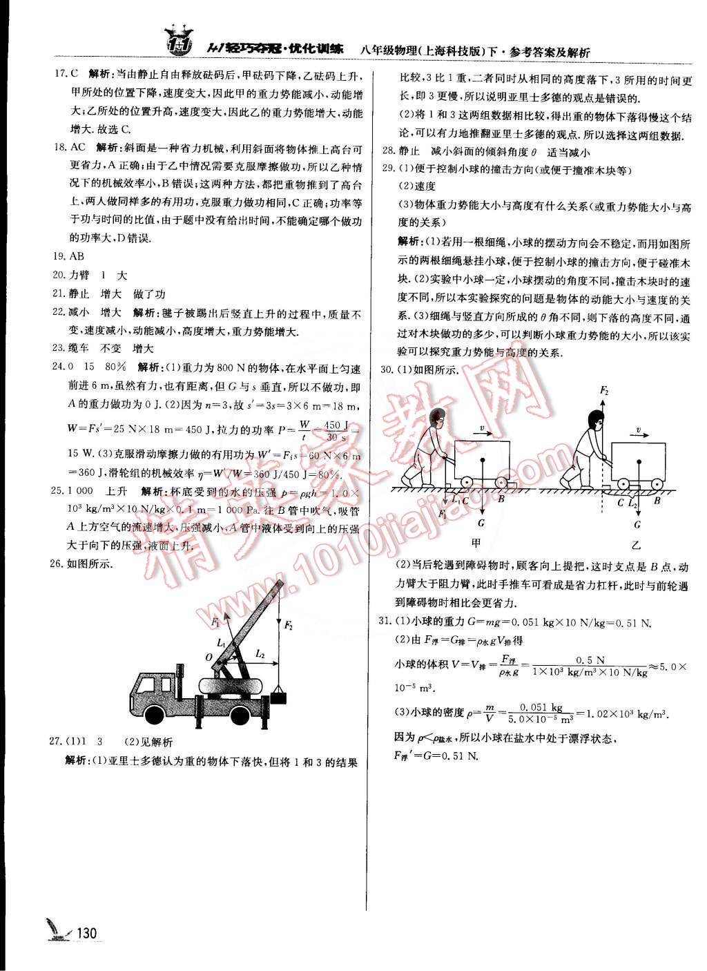 2015年1加1輕巧奪冠優(yōu)化訓(xùn)練八年級物理下冊上?？萍及驺y版雙色提升版 第27頁