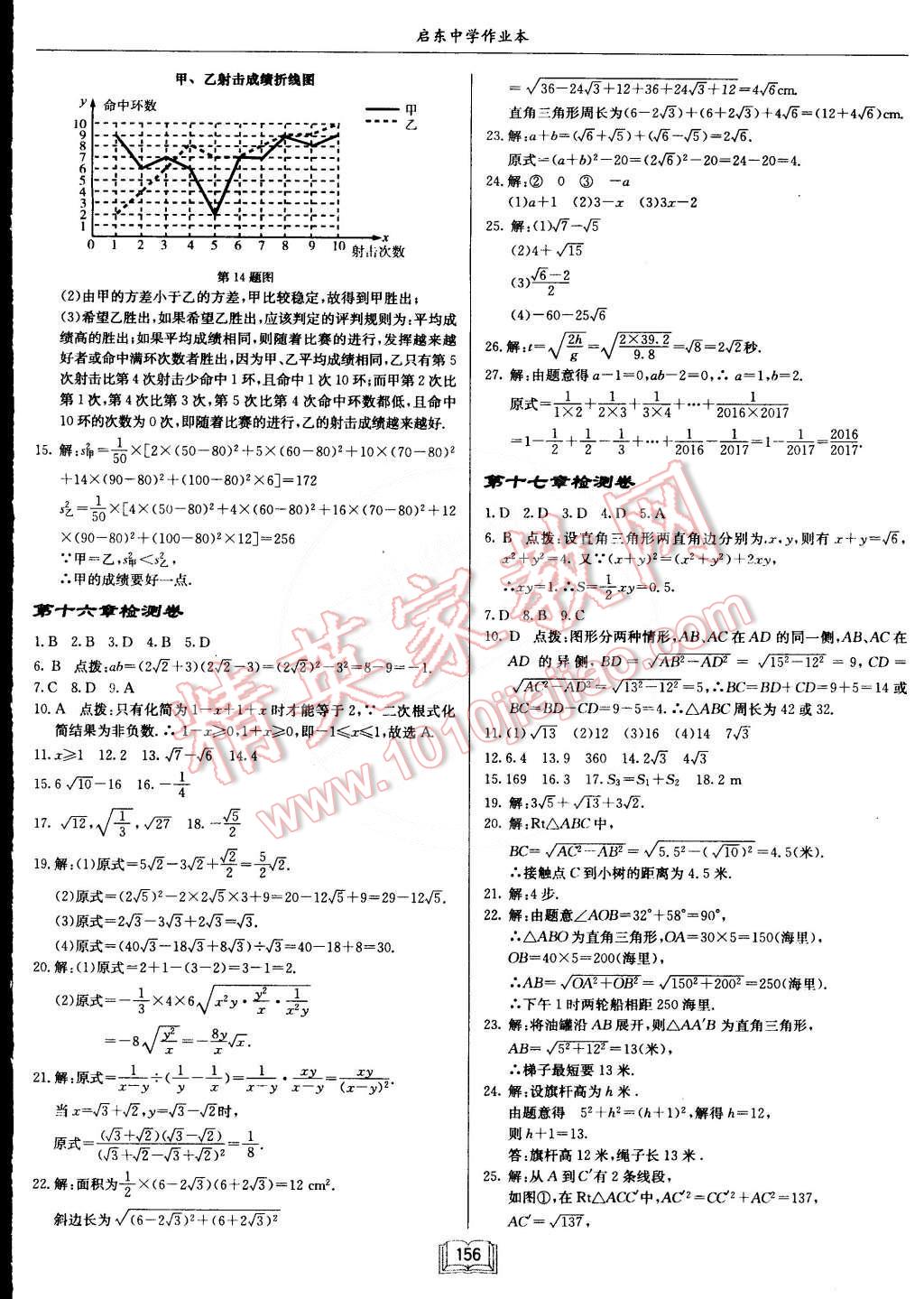 2015年啟東中學(xué)作業(yè)本八年級(jí)數(shù)學(xué)下冊(cè)人教版 第20頁(yè)