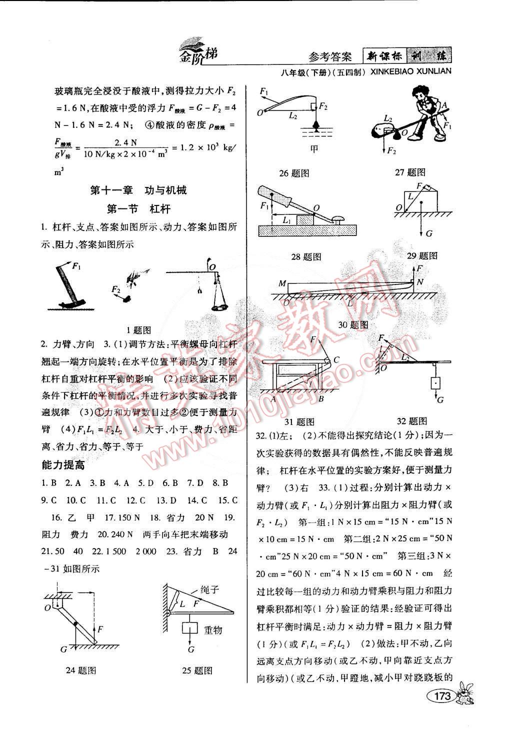 2015年金阶梯课课练单元测八年级物理下册 第9页